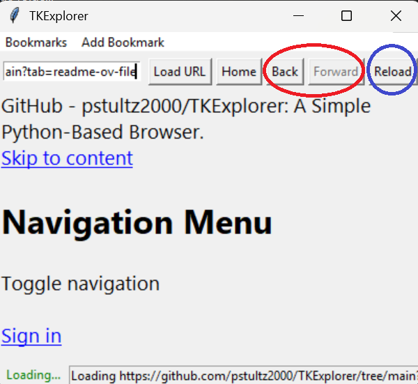 Navigation buttons