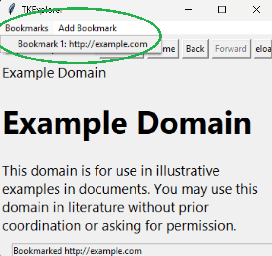 Bookmarks dropdown